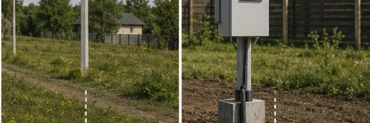 Сравнение участка со столбом рядом и оформленным подключением