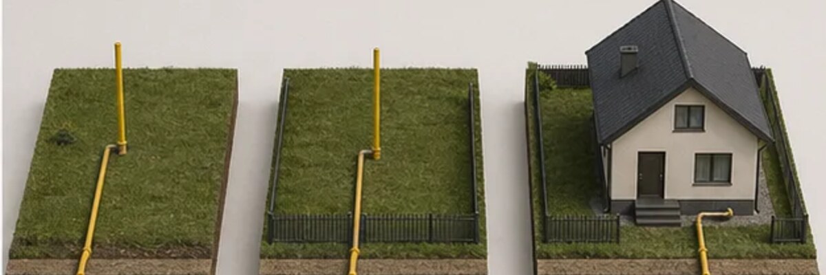 Схема различий между газом рядом и подключенным домом