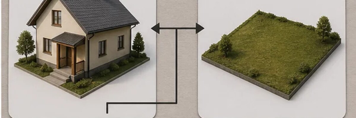 Схема проверки двух объектов сделки: дома и земельного участка.