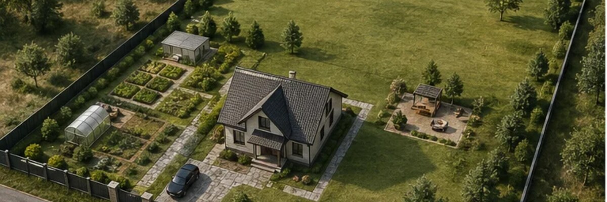 Планировка участка 15 соток с домом и садом