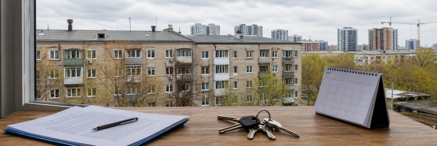 Жилой квартал, оценочный отчёт и ключи от квартиры