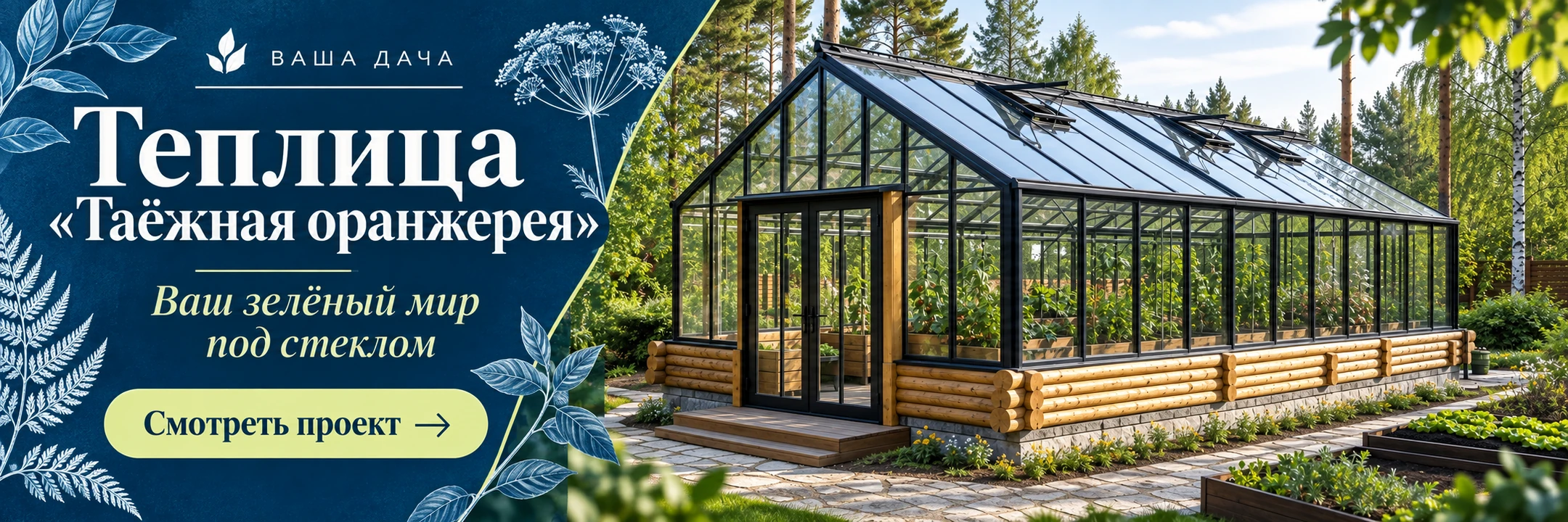 Теплица «Таёжная оранжерея» 4×8 м · Ваш зелёный мир под стеклом