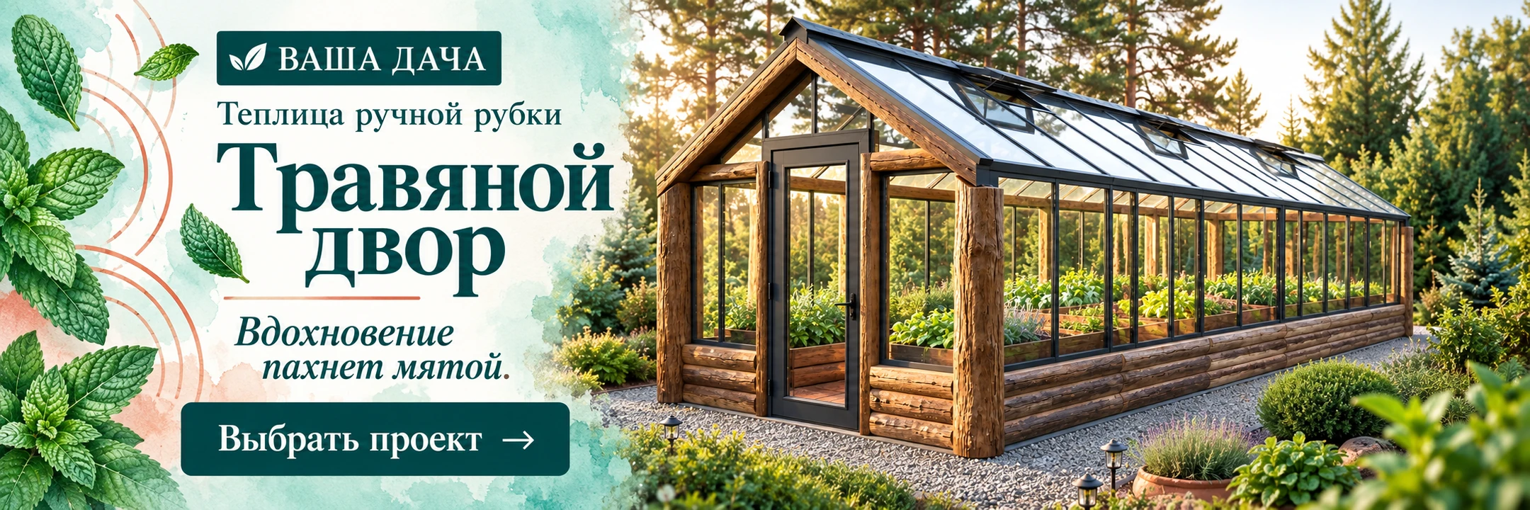 Теплица «Травяной двор» 4×8 м · Вдохновение пахнет мятой.