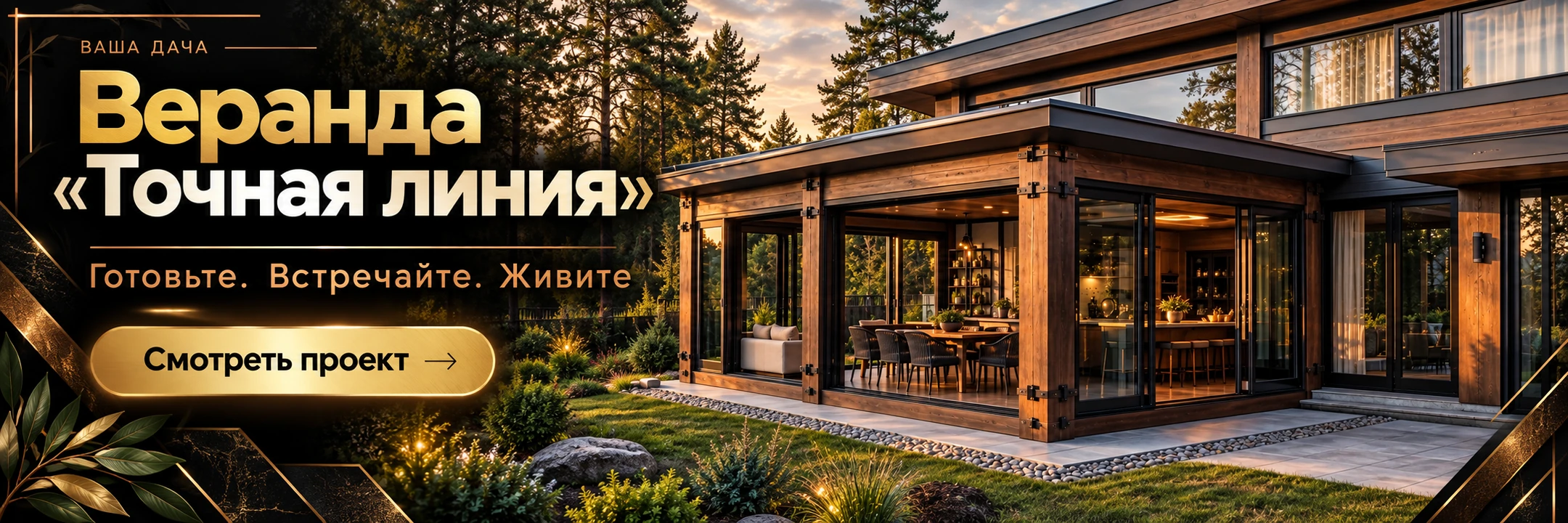 Веранда «Точная линия» 4×4 м · Готовьте. Встречайте. Живите