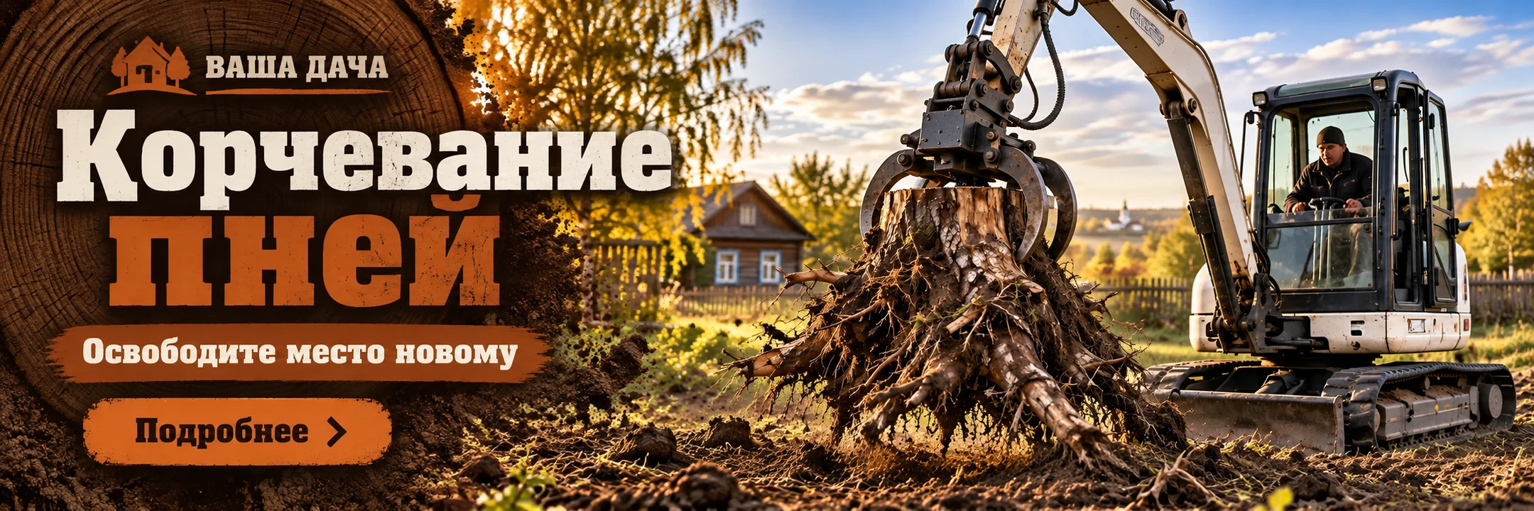 Корчевание пней · Освободите место новому