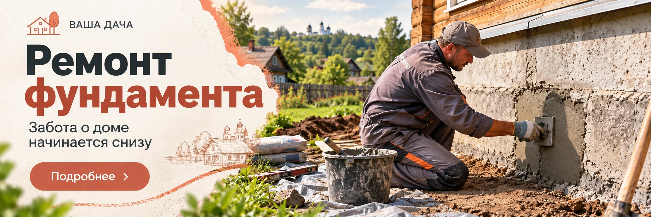 Ремонт фундамента · Забота о доме начинается снизу