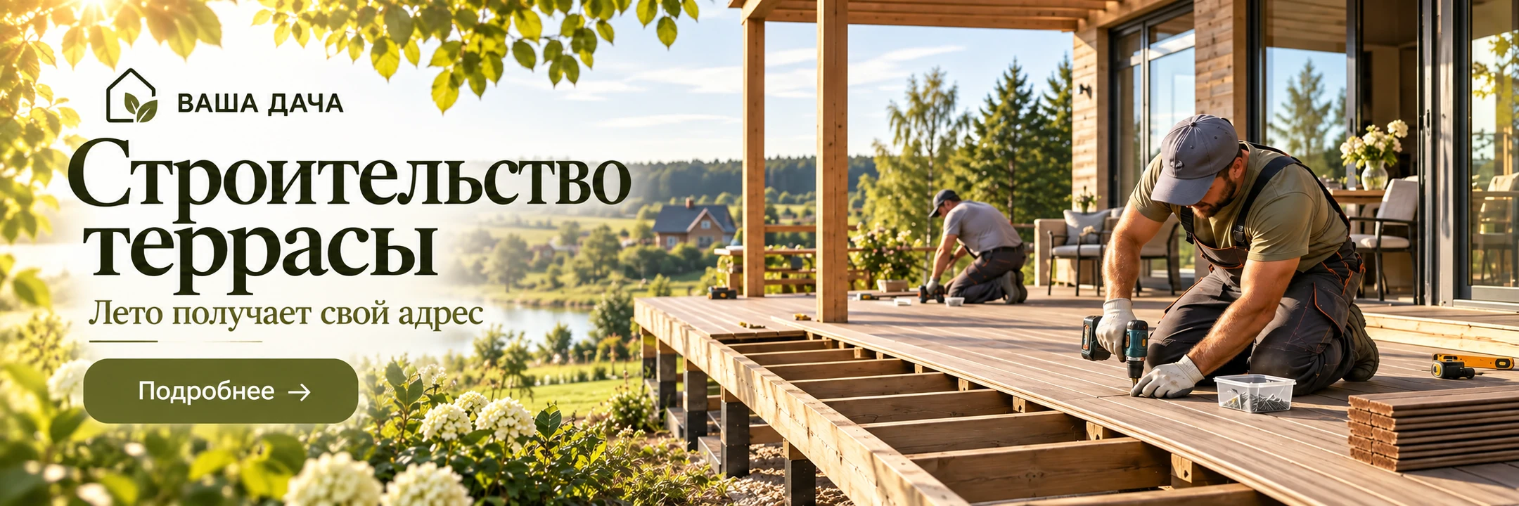 Строительство террасы · Лето получает свой адрес