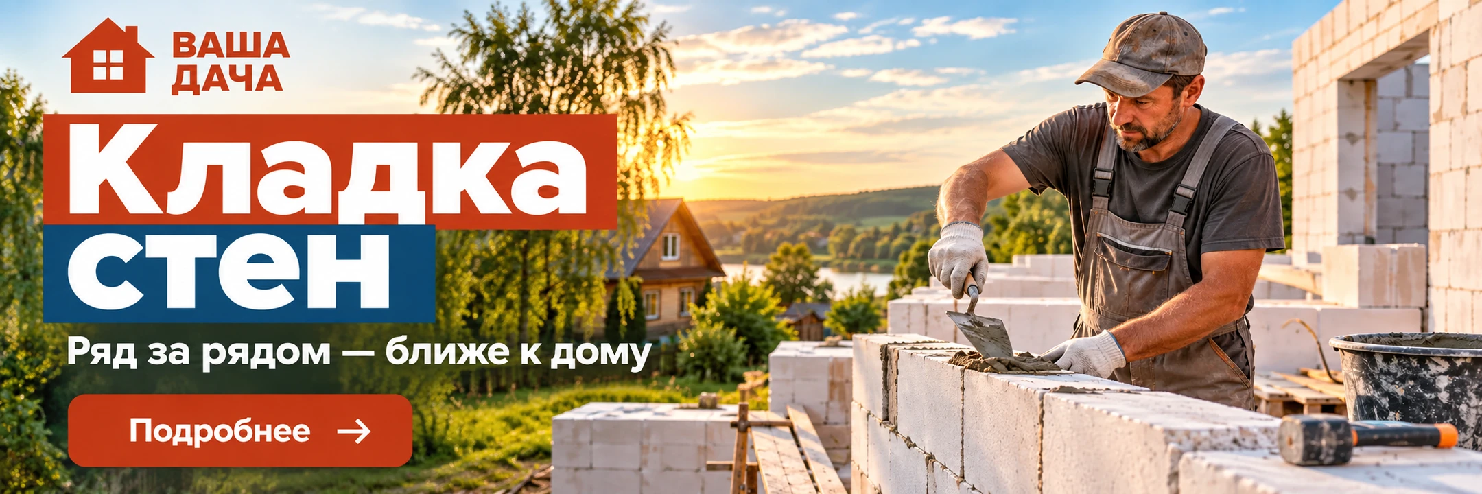 Кладка стен · Ряд за рядом — ближе к дому