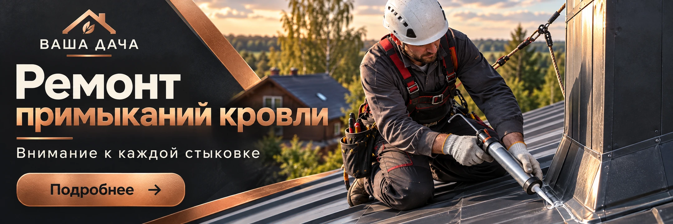 Ремонт примыканий кровли · Внимание к каждой стыковке