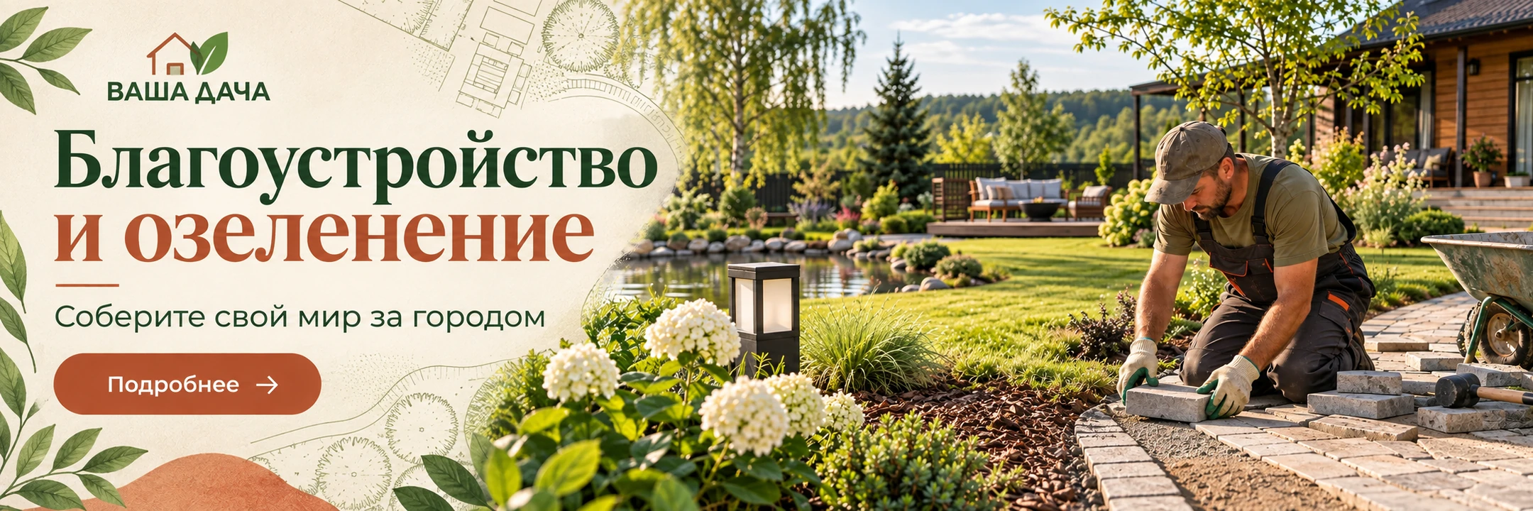 Комплексное благоустройство и озеленение · Соберите свой мир за городом