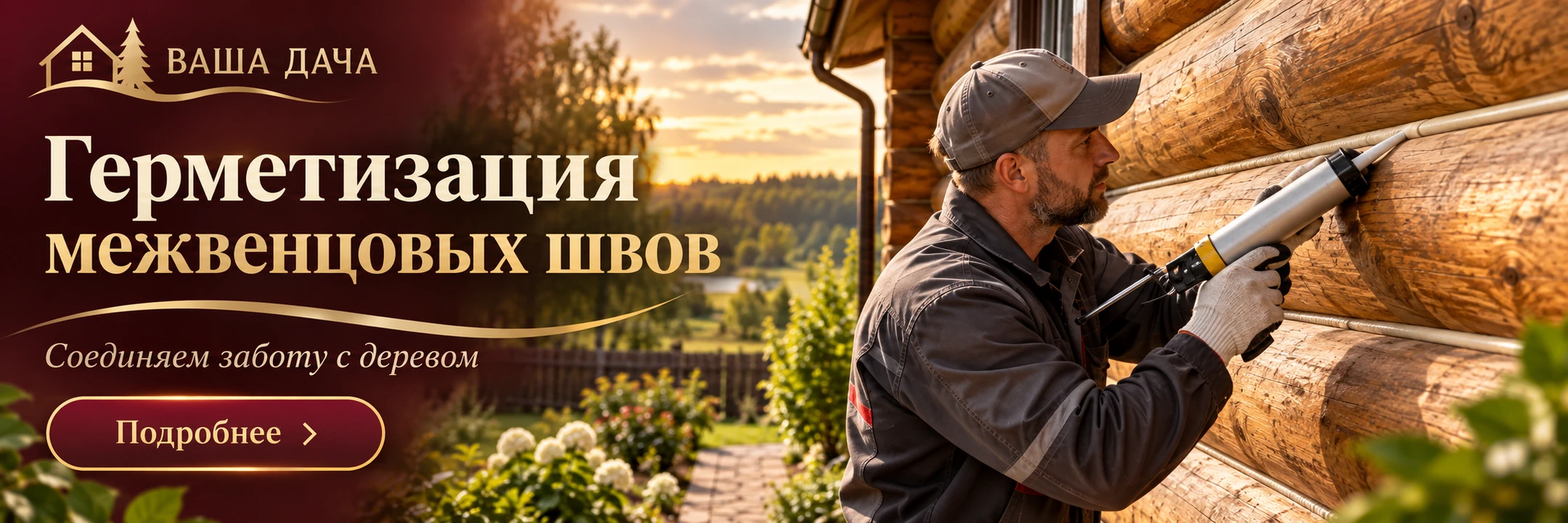Герметизация межвенцовых швов · Соединяем заботу с деревом