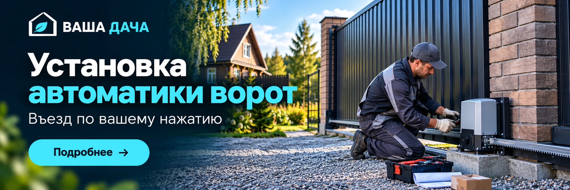Установка автоматики ворот · Въезд по вашему нажатию