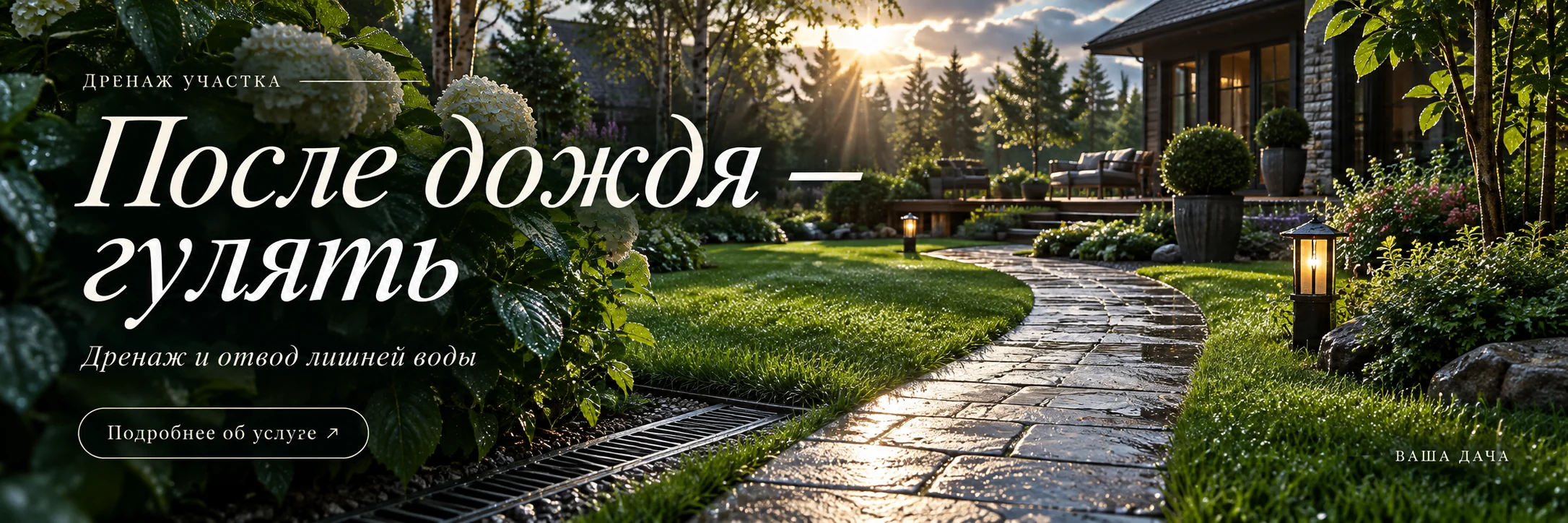Дренаж участка · После дождя — гулять