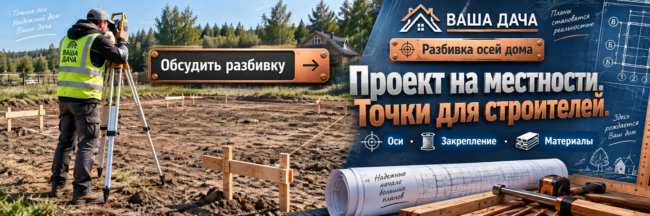 Разбивка осей дома