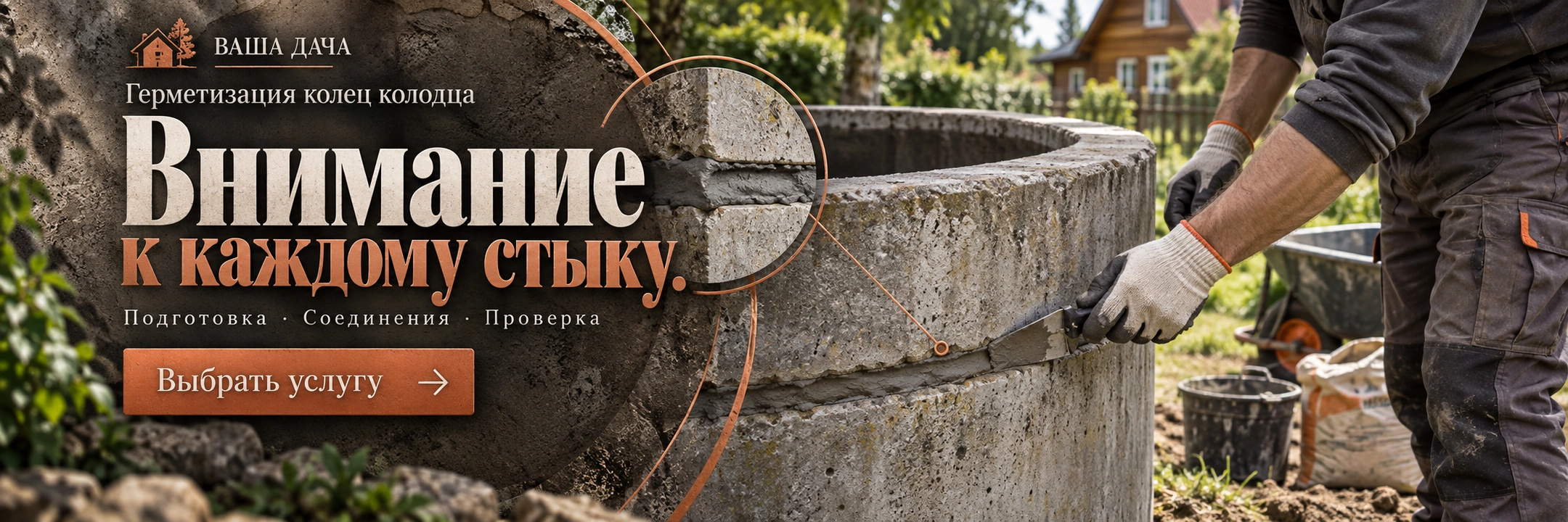 Герметизация колец колодца