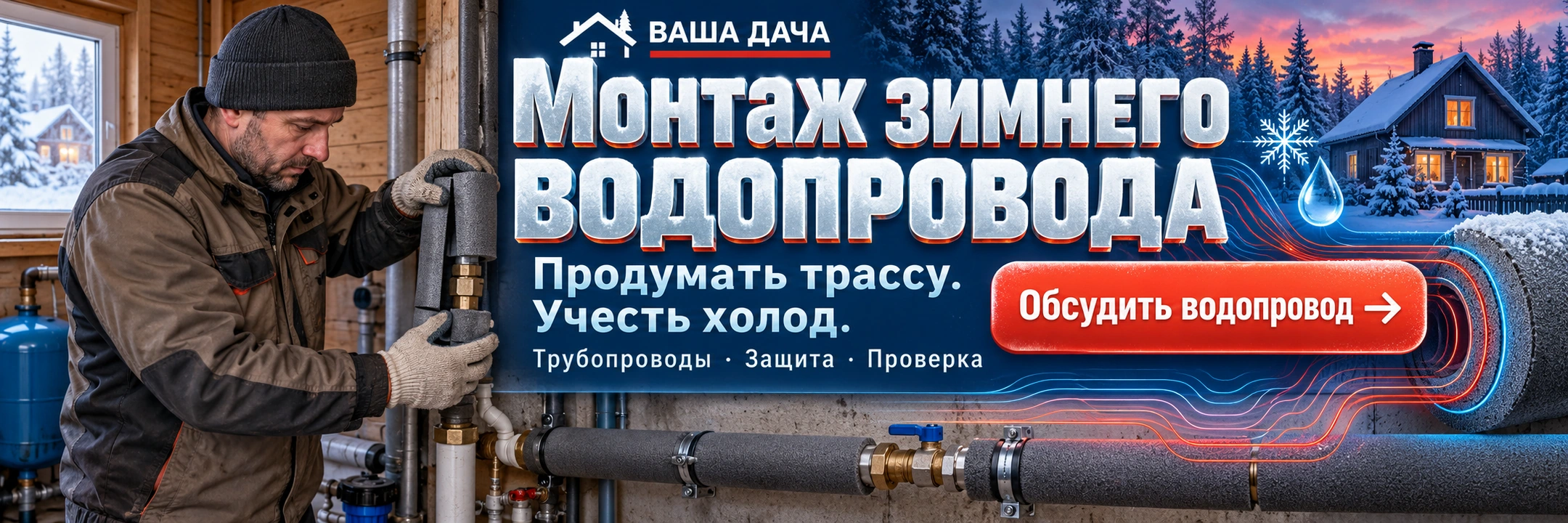 Монтаж зимнего водопровода
