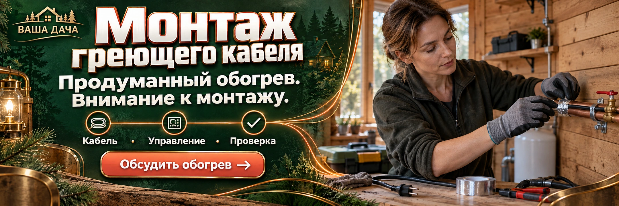 Монтаж греющего кабеля