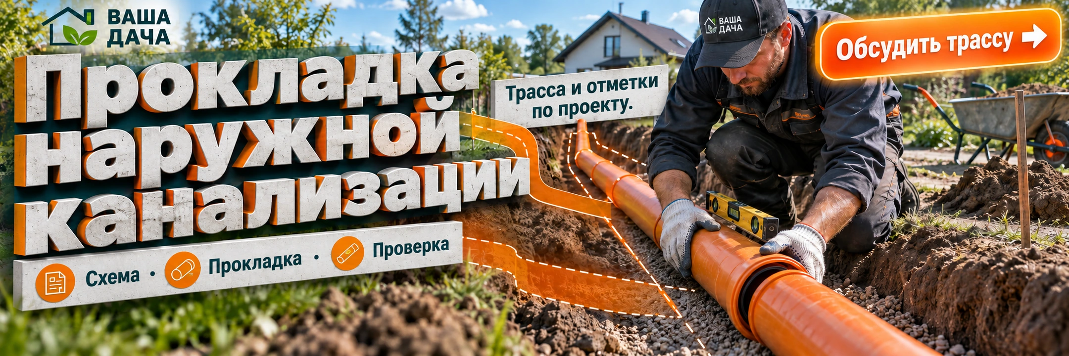 Прокладка наружной канализации