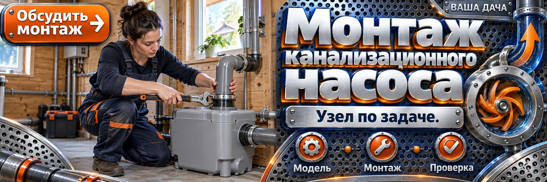 Монтаж канализационного насоса