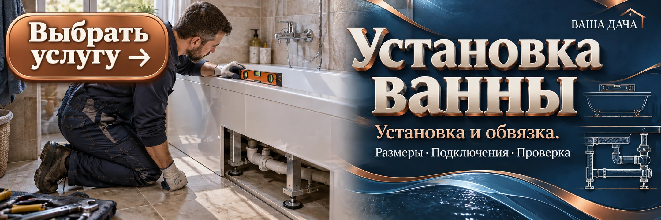 Установка ванны