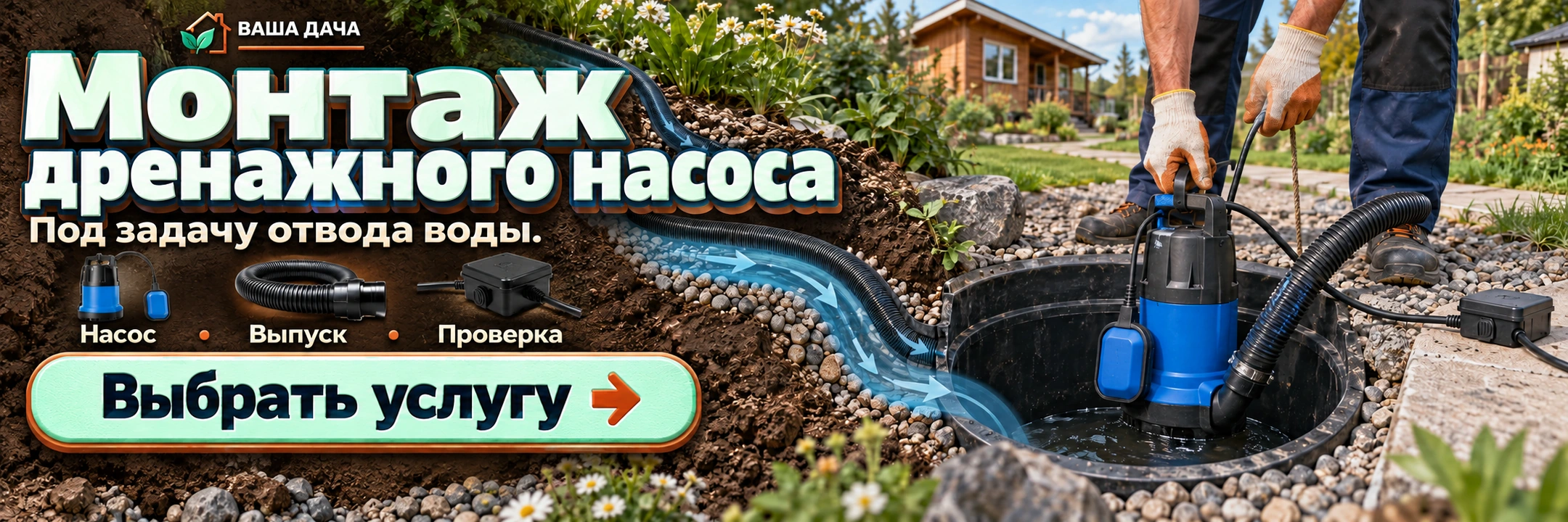 Монтаж дренажного насоса