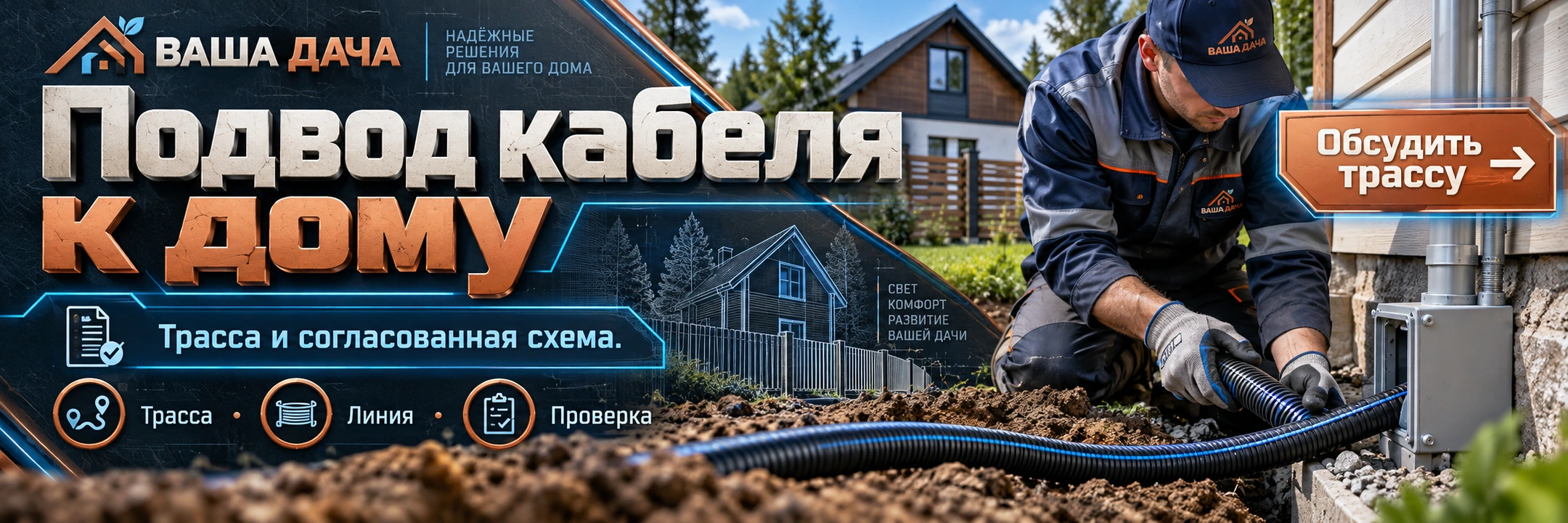 Подвод кабеля к дому