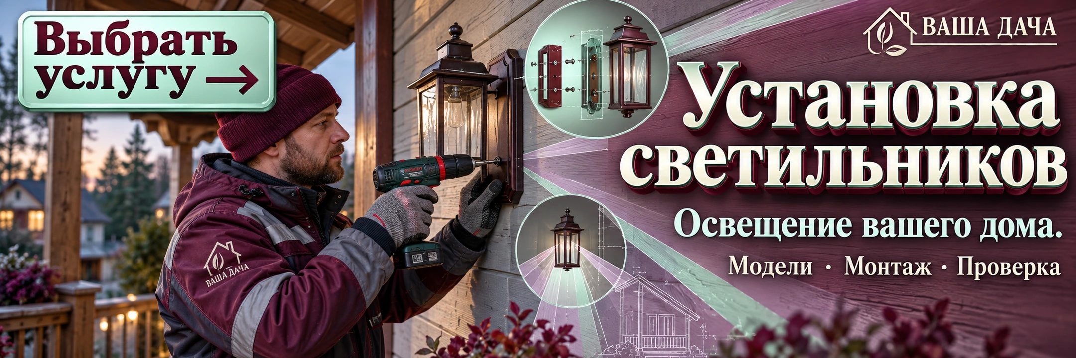 Установка светильников