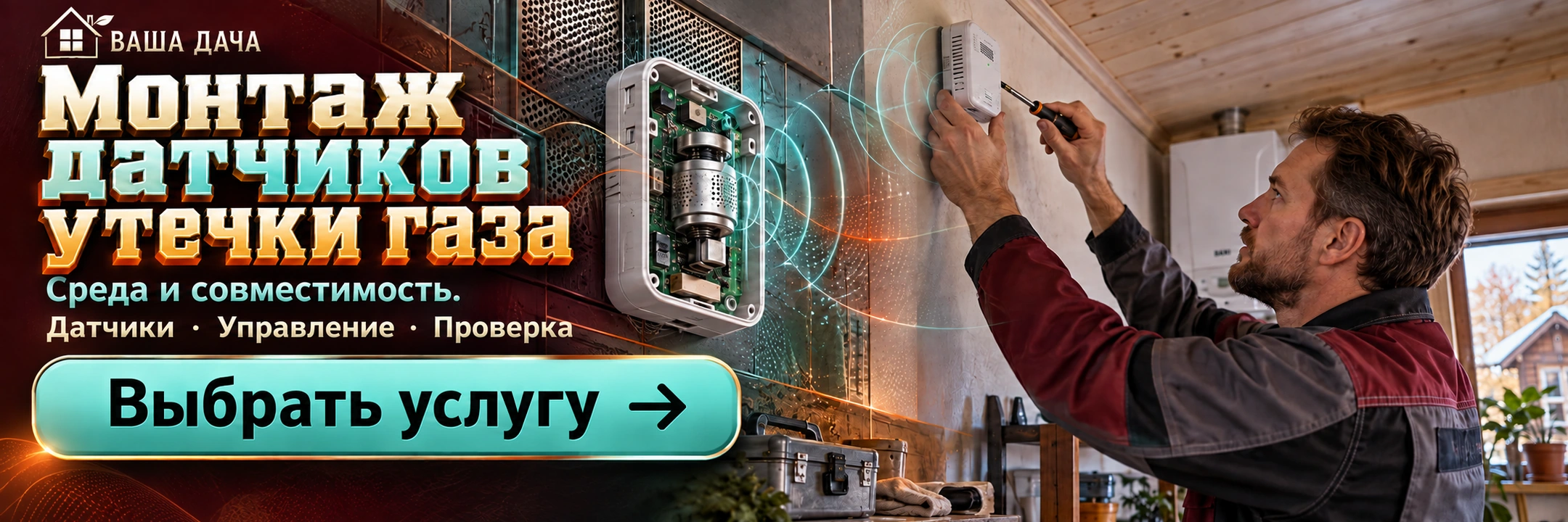Монтаж датчиков утечки газа