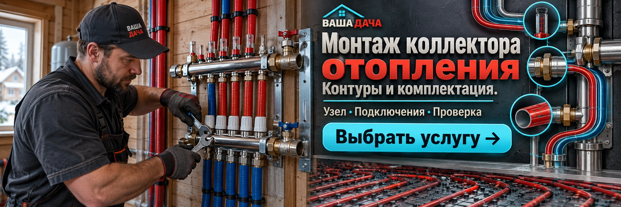 Монтаж коллектора отопления
