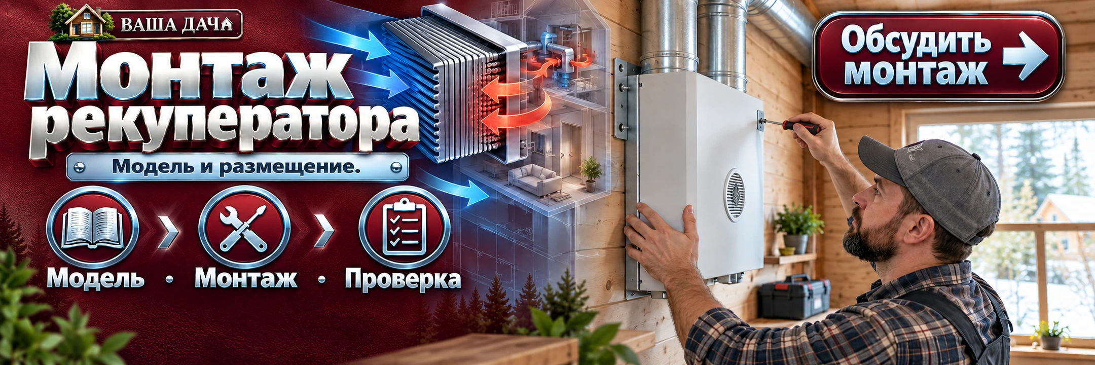 Монтаж рекуператора