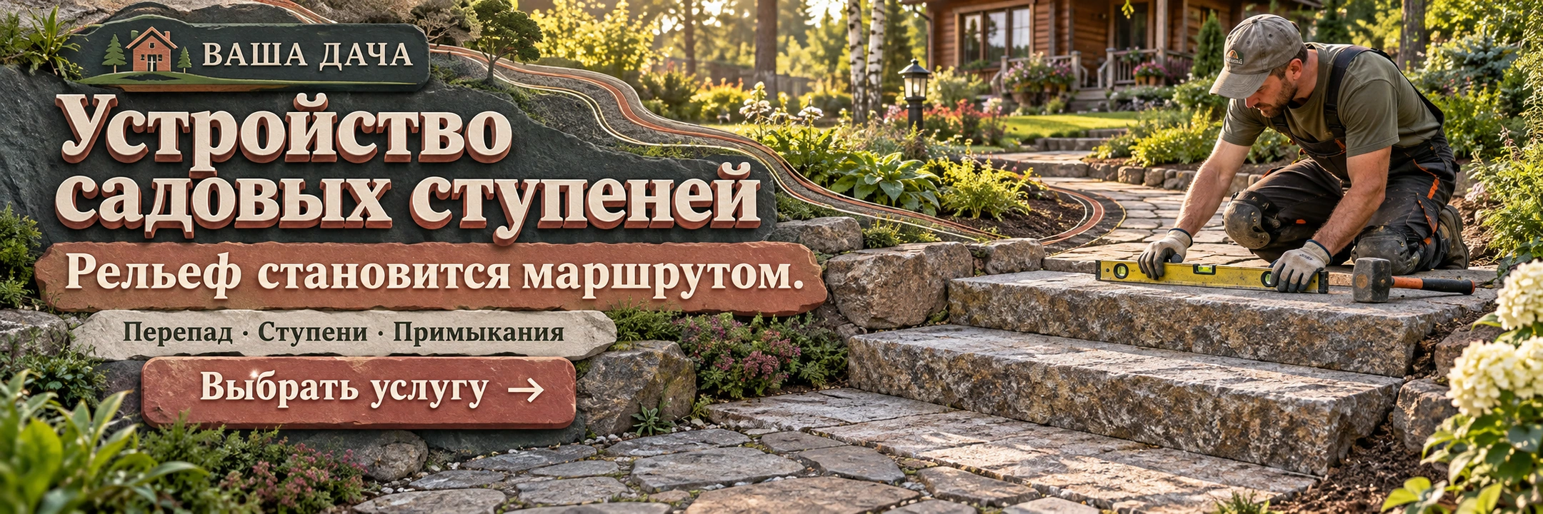 Устройство садовых ступеней