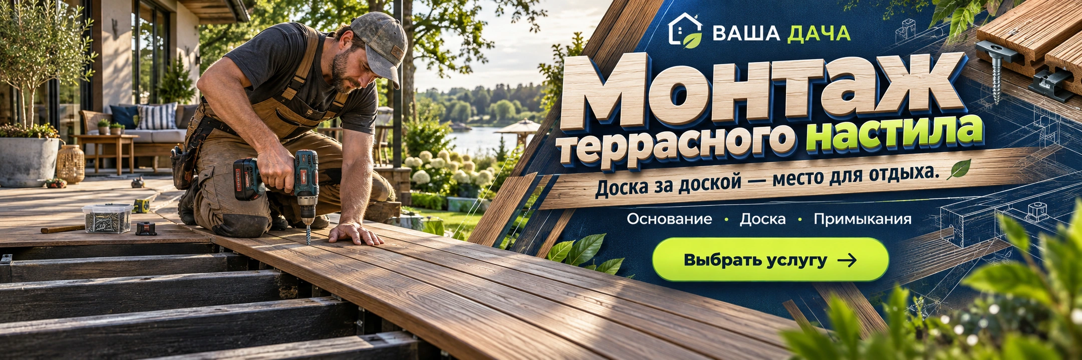 Монтаж террасного настила
