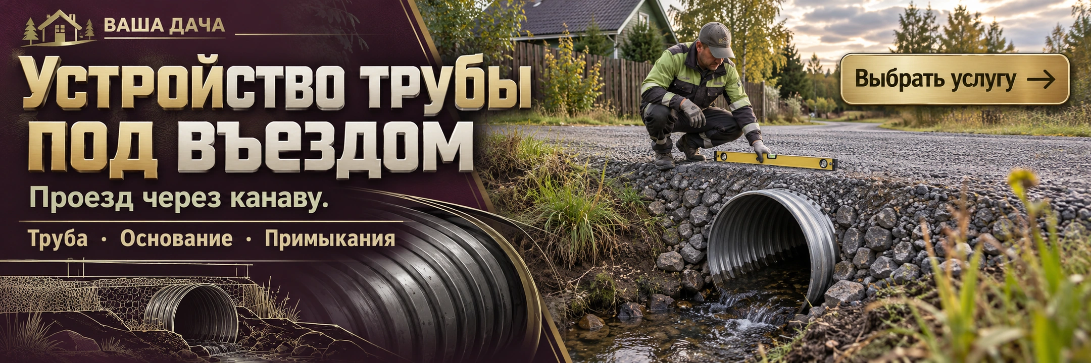 Устройство трубы под въездом