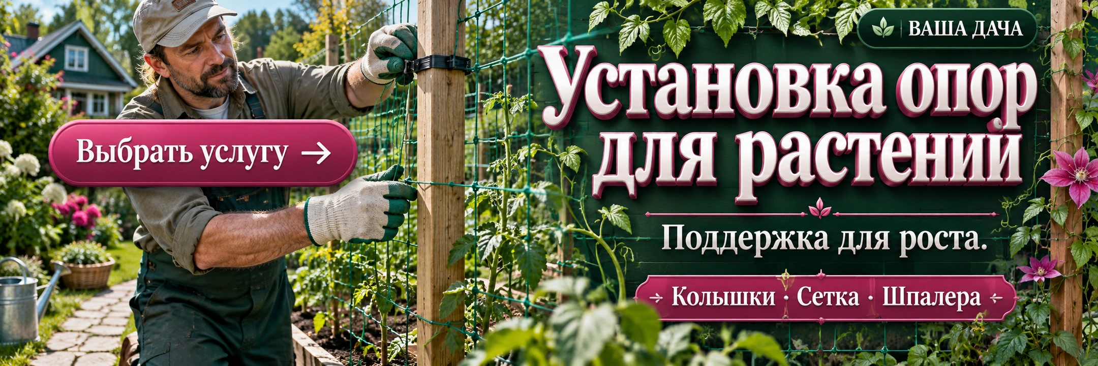 Установка опор для растений