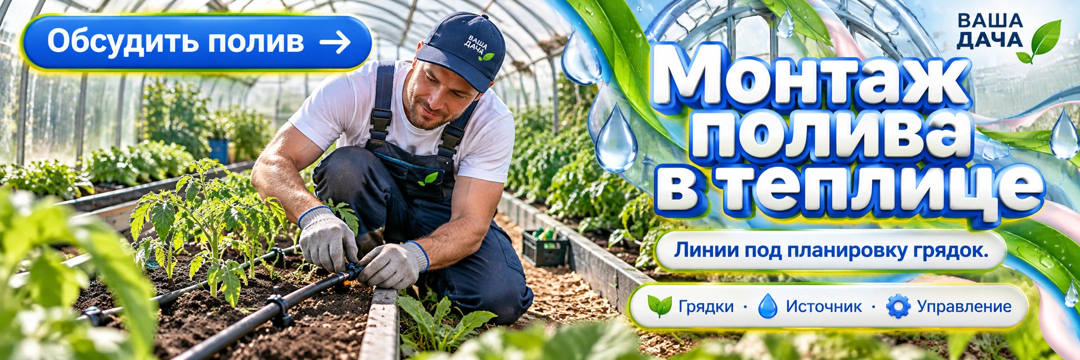 Монтаж полива в теплице