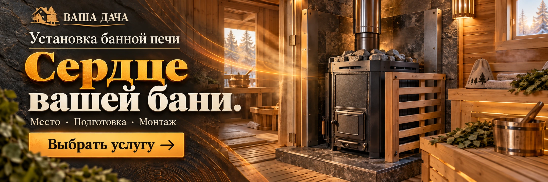 Установка банной печи
