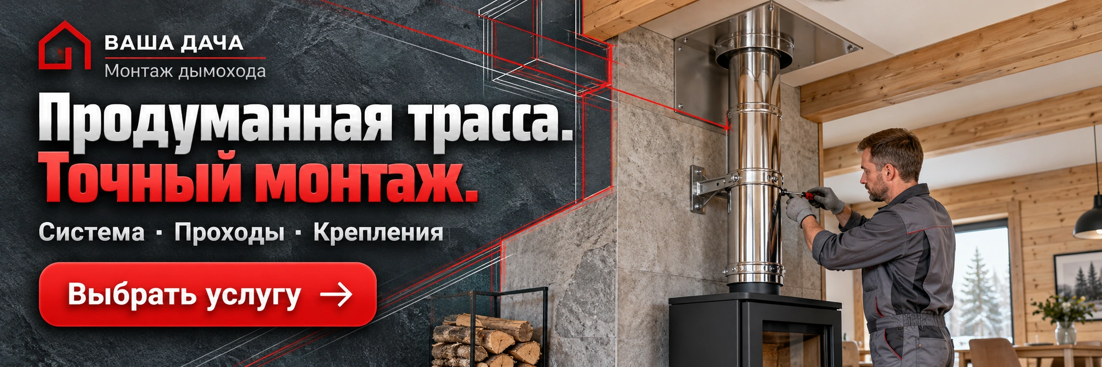 Монтаж дымохода