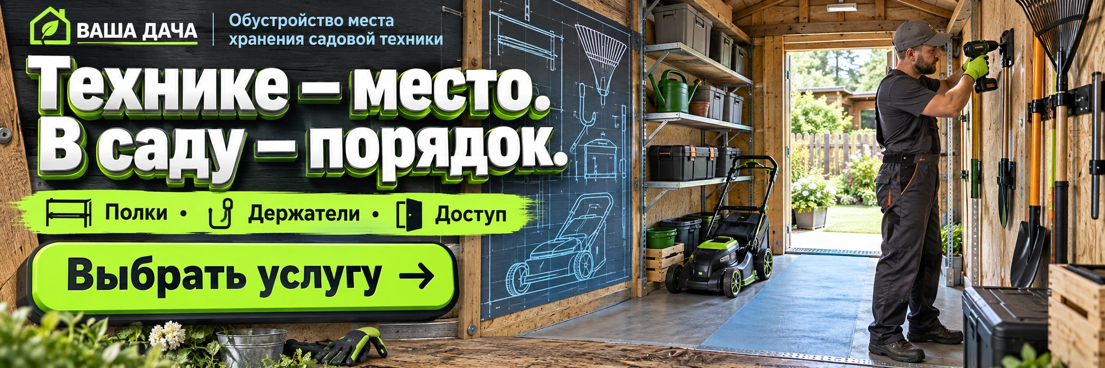 Обустройство места хранения садовой техники