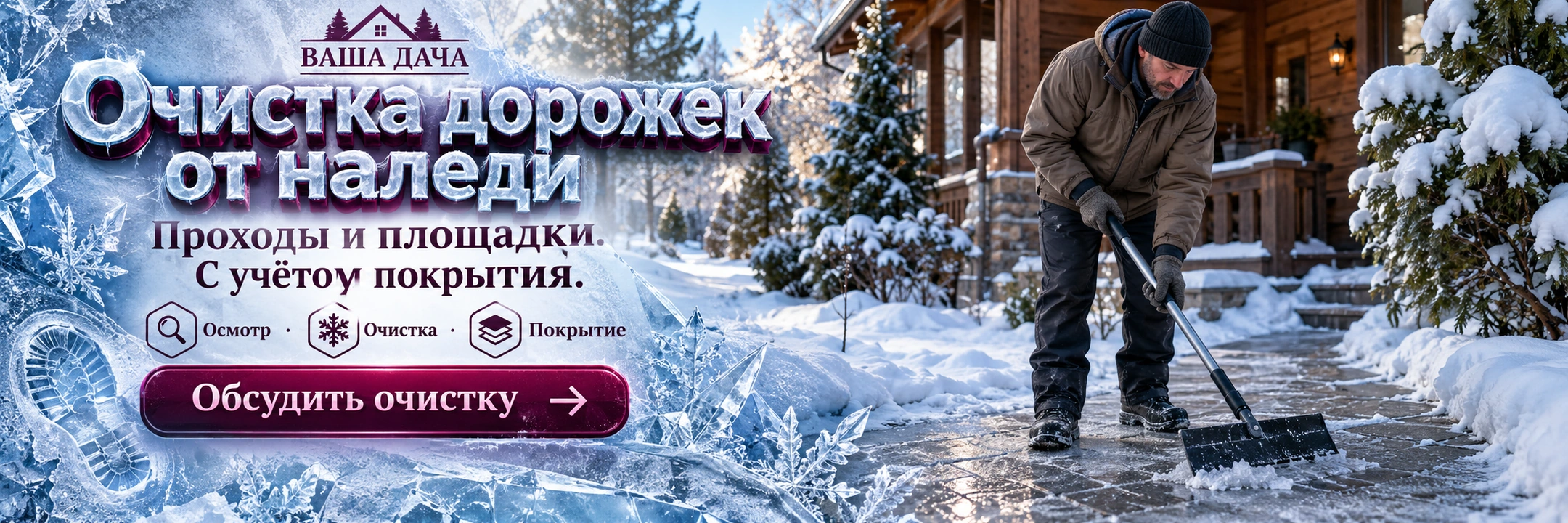 Очистка дорожек от наледи