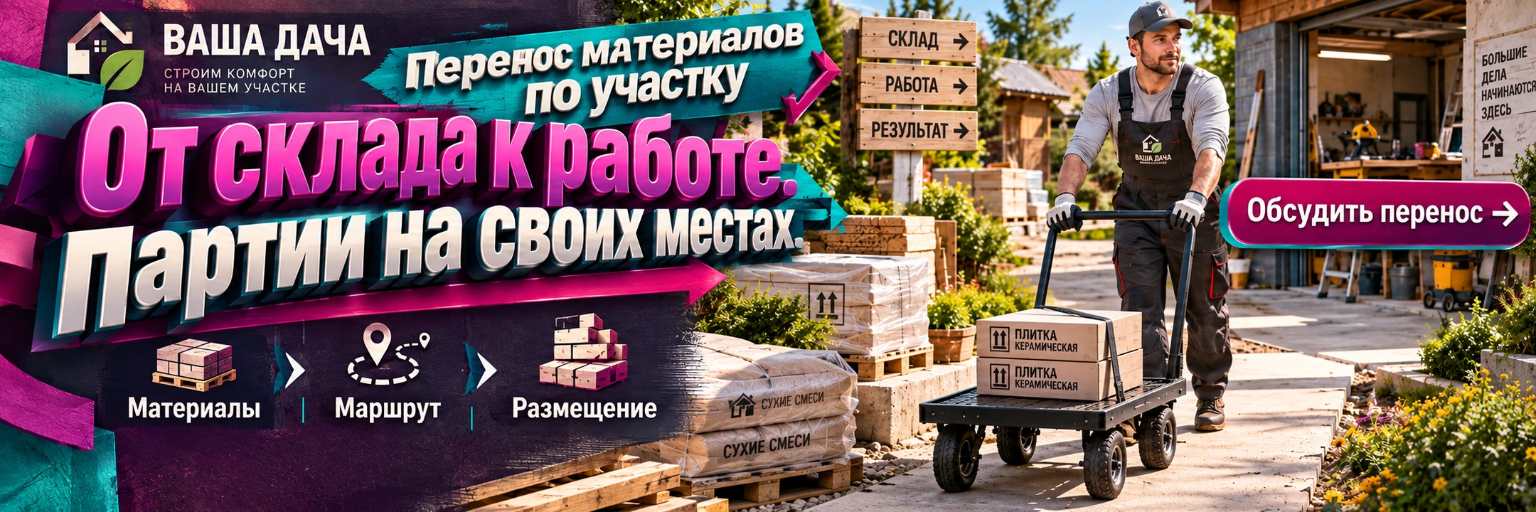 Перенос материалов по участку