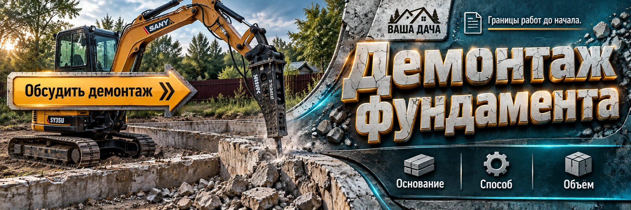 Демонтаж фундамента