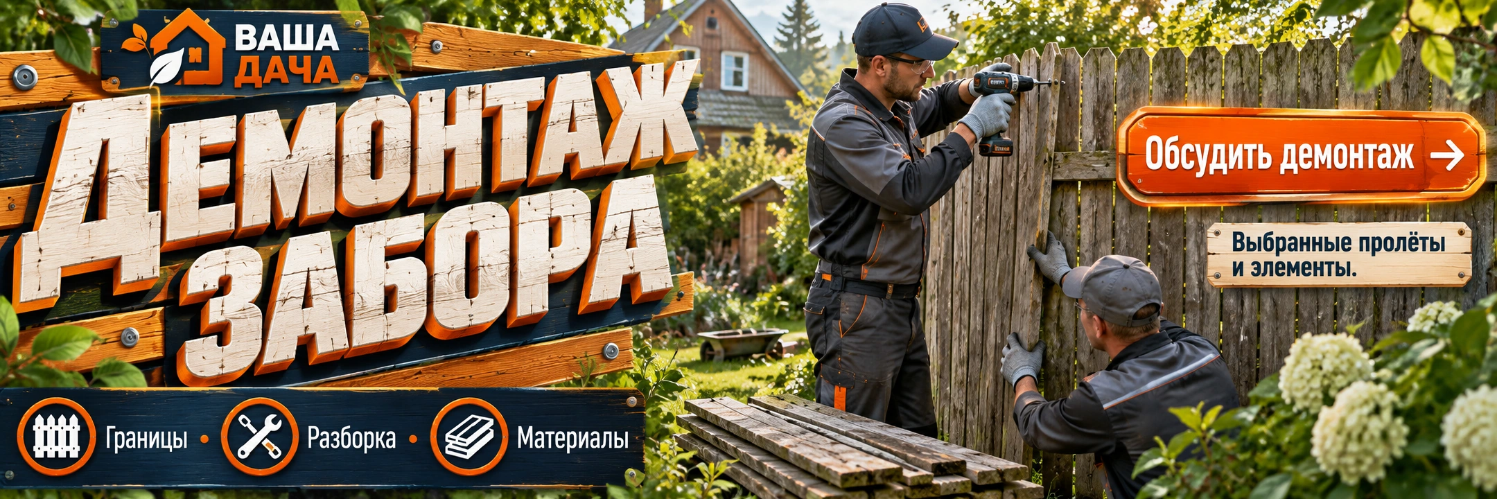 Демонтаж забора