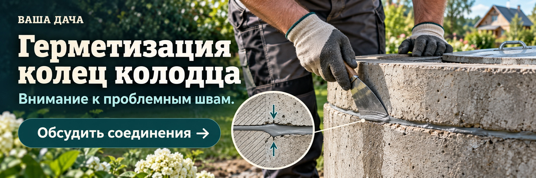 Герметизация колец колодца
