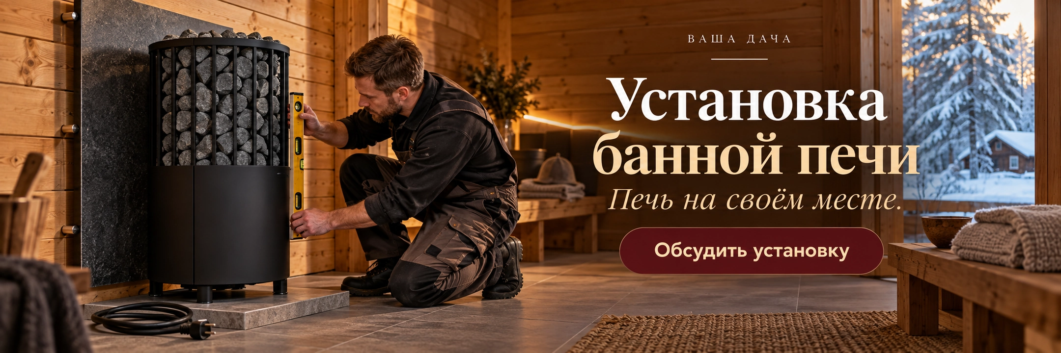 Установка банной печи