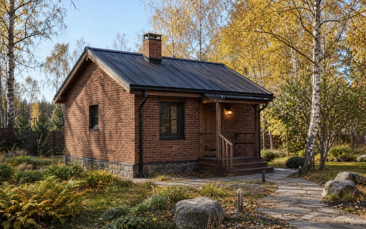 Кирпичная баня «Классика» 5×4 м — внешний вид