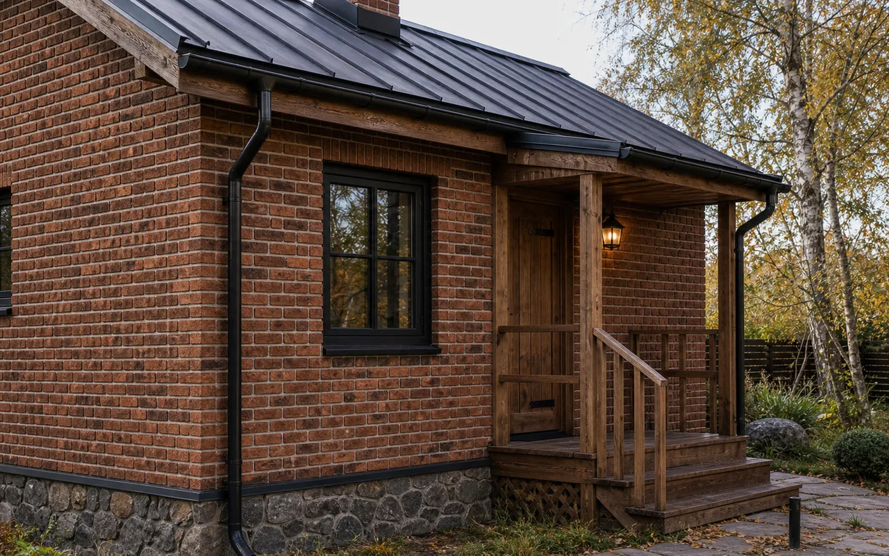 Кирпичная баня «Классика» 5×4 м: комплектация «Тёплый контур»