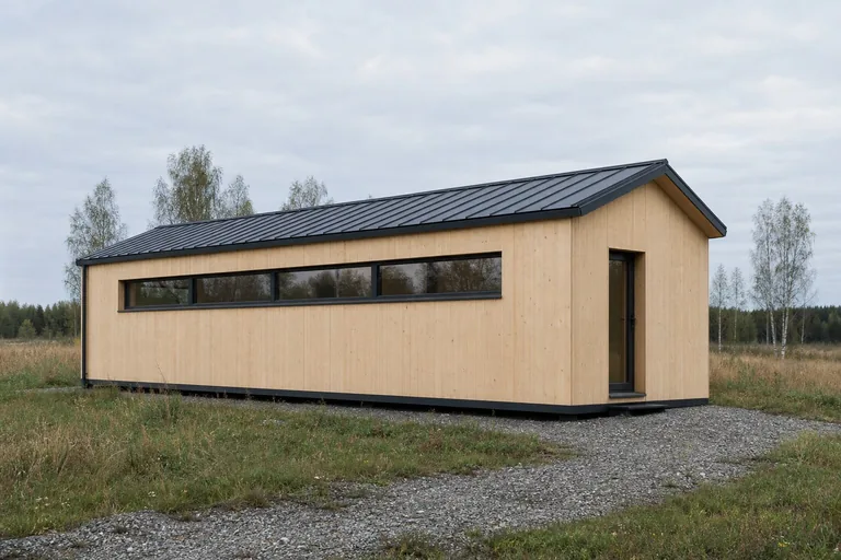 Бытовка из клеёного бруса «Чистая линия» 8×3 м