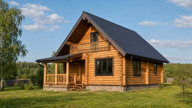 Дача из оцилиндрованного бревна «Тульские каникулы» 8×7 м