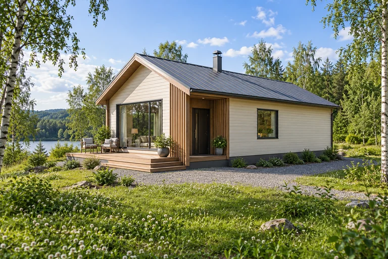 Каркасный дом «Кремовый полдень» 6×9 м