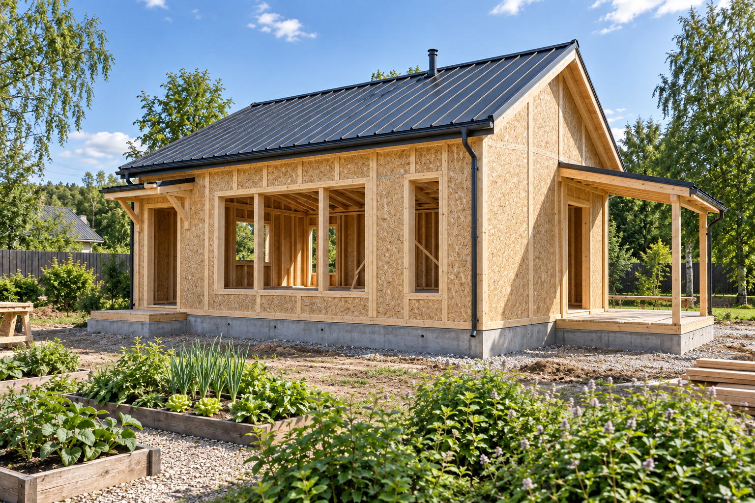 Дом Мята 6×8 — каркас и кровля